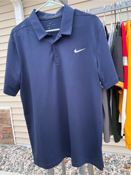 Nike Other - Nike Navy Blue Dri-FIT Polo with White Swoosh